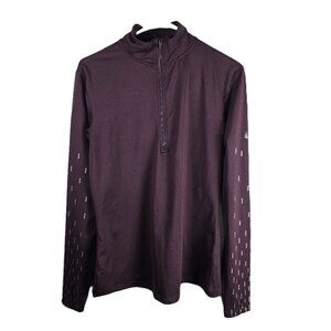 Nike Pro 1/4 Zip Running Shirt Womens XL Eggplant Plum Dri-Fit Geometric Sleeves